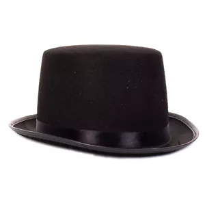 Dapper Gentleman Satin Ribbon Adult Felt Costume Black Top Hat, One-Size 6.75" - Picture 1 of 6