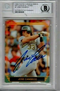 Jose Canseco Pacific cards & Comics Baseball card autographed signed Beckett
