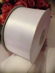 WHITE SATIN Wedding Car Ribbon 50 MM  X 6 Mtr Double Face FLAT PACKED FREE POST