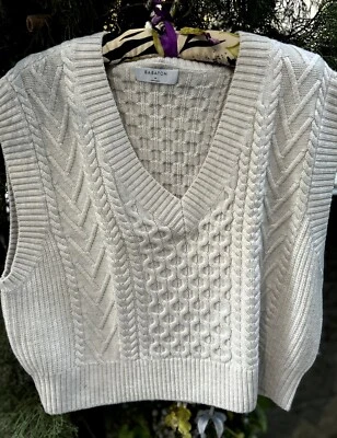 Aritzia Babaton Emporia Vest~Pure Merino Wool~Cable Knit~Crop Sweater sz M~LkNew - Image 1 of 4