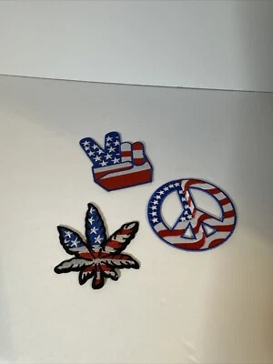 Lot of 3 Different Peace sign with American Flag Patches - Image 1 of 2