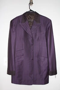 PURPLE STRIPED CUSTOM DESIGN COUTURE WOOL SPORT COAT sz 42XL bespoke suit jacket - Picture 1 of 5