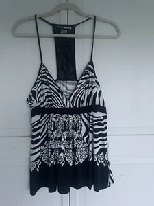 Y2K Studio Donatella Womens Pajama Lounge Set Large Camisole Sleepwear Blk Wh - Picture 1 of 10