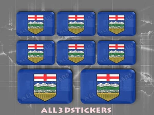 8 x 3D Stickers Resin Domed Flag Alberta - Adhesive Decal Vinyl - Foto 1 di 1