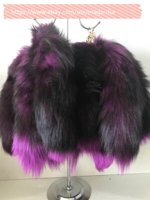 Venta al por mayor Llavero Colgante Cosplay Cola de Zorro Rosa Caliente Teñido Cola de Piel Real Foto 1 de 4