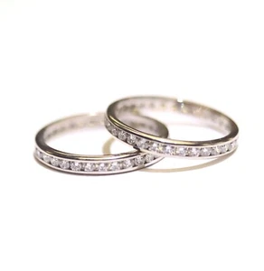14k white gold 2 matching set wedding band rings diamond eternity 5.0g 2.00ct - Imagen 1 de 11