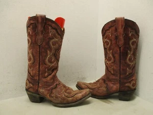 Corral Teens abgenutzt burgunderrot Leder Snip Toe Cowboystiefel Jugend Größe 3 - Bild 1 von 10