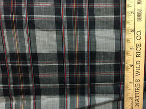 Fabric Plaid Tartan Check Black Gray Cotton Blend 144" Lightweight Flannel Like