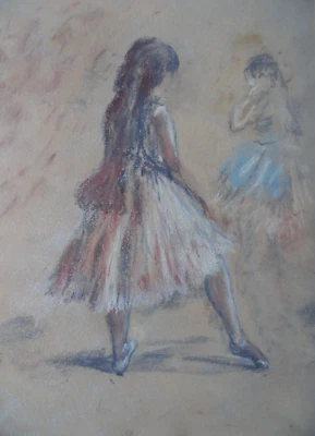 Portrait of Young Ballet Dancers. Original Pastel by WJ Pitcher 1997 - Image 1 of 4
