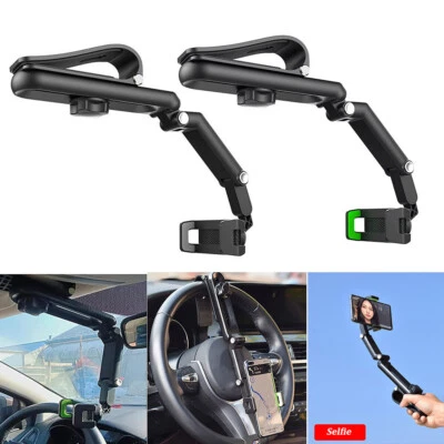 Phone Mount Holder for Car Mirror Sunvisor Rearview Clip/Long Arm/360 Rotation  - Image 1 of 4