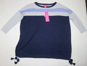 NWT Lilly Pulitzer True Navy Moonlight Colorblock Coolmax Oversize Sweater XXS - Picture 1 of 6