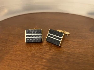 Vintage Gold Tone Black Lucite White Accents Cufflinks - Picture 1 of 2