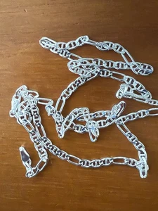 Beautiful  Italian Figaro Gucci chain Necklace Sterling Silver 20”7.2g,3mm Width - Picture 1 of 3