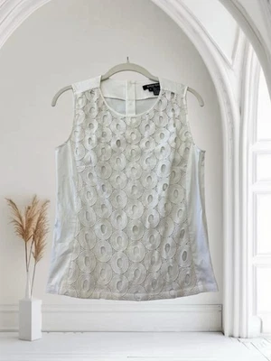 Top Etcetera para mujer sin mangas con ribete de ganchillo talla 2 algodón elástico Foto 1 de 4