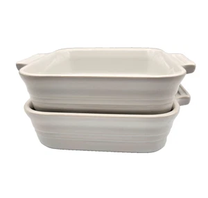 Le Creuset Quadratisch Weiß Emaille Steingut Ofengeschirr Backform mit Griffen Set 2 - Bild 1 von 9