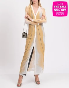 RRP€1431 GENTRYPORTOFINO Maxi Cardigan IT40 US4 UK8 S Vedi Attraverso Made in Italy - Foto 1 di 11