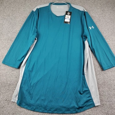 Camisa Atlética Under Armour HeatGear Manga Codo Ajustada Verde azulado Talla XL NUEVA CON ETIQUETAS Foto 1 de 4