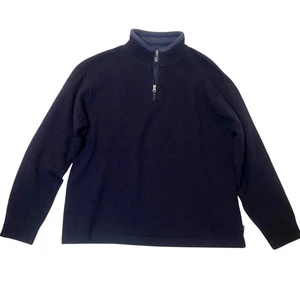 Woolrich Quarter Zip Wool Pullover Sweater Mens XL Navy Heritage Preppy Normcore - Picture 1 of 9
