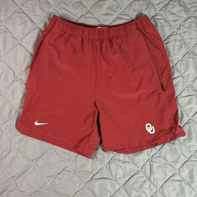 Nike Oklahoma Sooners Shorts Mens Large Red White Football Training On Field Gym - Image 1 of 4