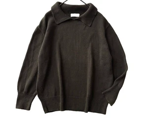 MHL Margaret Howell Collared Knit Sweater, 100% Cotton, Khaki, Size 2, Women's - Picture 1 of 9