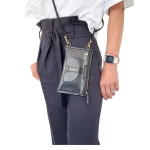 ANYA HINDMARCH AH Logo Everything Crossbody Pouch Black Travel Designer Luxury - Picture 1 of 14