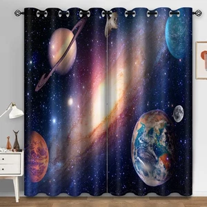 Galaxy Cortinas Blackout para habitación de niños - Cortinas oscurecedoras de habitación espacio exterior... - Imagen 1 de 6