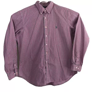 Men's Ralph Lauren Classic Fit Size 17 36/37 Long Sleeve Pink Plaid Button Shirt - Picture 1 of 8