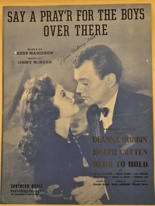 "Say A Pray'r For The Boys Over There" Sheet Music-Deanna Durbin-Military-1943 - Picture 1 of 4