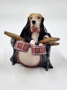 Vintage Ganz Bo Beagles & The Bad Bones Dog Playing Drums Figurine 4" Tall Rare - Picture 1 of 8