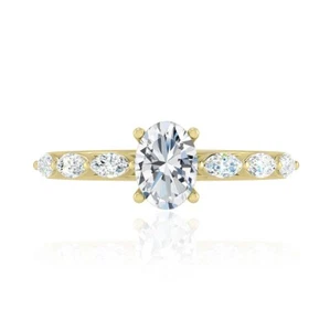 Lab Grown Diamond Solitaire Women Ring Solid 14K Gold April Birthstone #1021 - Picture 1 of 19