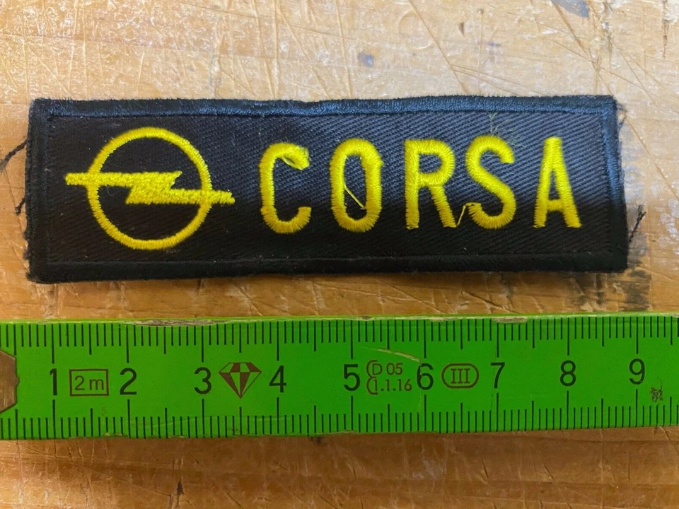 Opel Corsa Aufnäher, Aufbügler, Patch, Sticker ca 9x3 cm schwarz