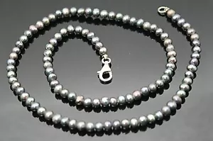 "ELEGANTE COLLAR DE PLATA ESTERLINA PERLAS DE PAVO REAL GENUINO DE COLECCIÓN 16" - Imagen 1 de 5