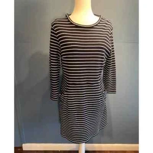 Alex Marie Size XL Sweater Dress 3/4 Sleeves Black White Stripe with Pockets - Picture 1 of 5