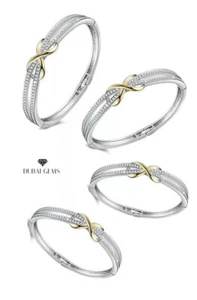 Brazalete de diseño infinito con acabado en oro blanco creado diamante en caja de regalo - Imagen 1 de 8
