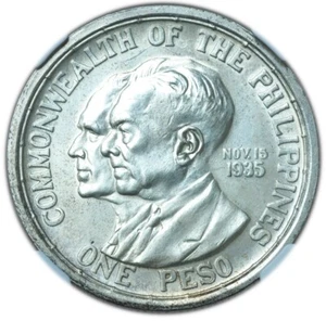 1936-M Peso Philippines Murphy-Quezon UNC Details NGC - Picture 1 of 5