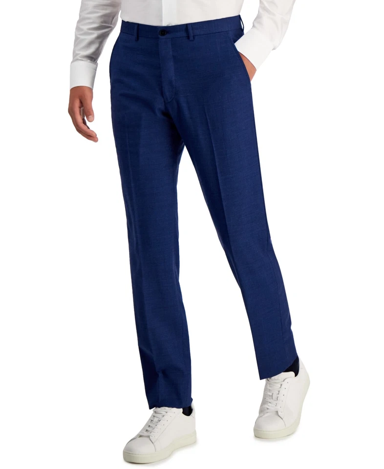 Traje Pantalones AX Armani Exchange Para Hombres Calce Ajustado Lana Alto Azul Shaddow Box 34x32 Foto 1 de 1