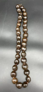 Dunkelbraune Kukui Nuss Lei natürliche Perlen Halskette Hawaii 16" Karabinerverschluss - Bild 1 von 19