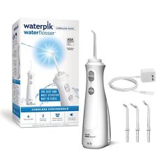 Waterpik Cordless Rechargeable Portable WaterFlosser New 4 Tips heads White