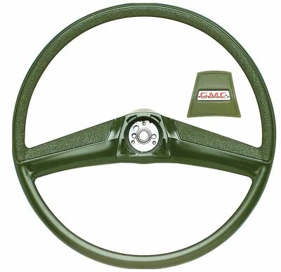 OER Green Steering Wheel With GMC Red Emblem Horn Cap 1969-1972 GMC Pickup Truck - Image 1 of 4