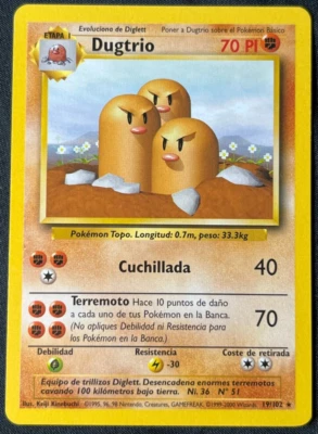 Pokémon 1999-2000 Dugtrio 19/102 SPANISH Base Set Rare WotC Lightly Played LP - Image 1 of 4
