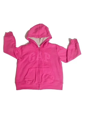  M  Size 8 Girl Gap Logo Full Zip Hoodie PINK Sherpa Lined Jacket - Image 1 of 4