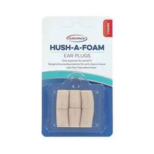 Surgi Pack Hush-A-Foam Ear Plugs X 3 Pairs (Polyurethan Foam) - Picture 1 of 1