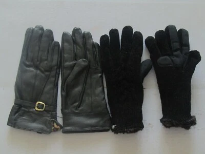 Juego de 2 estilos guantes XL vintage de cuero y piel sintética para mujer con estampado de leopardo Foto 1 de 4