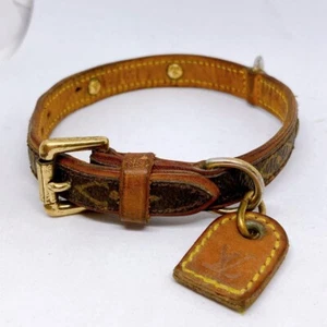 Authentic Louis Vuitton Monogram Collar Small Dogs 9.1in × 11in Leather LV Logo - Picture 1 of 10