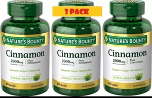 Nature's Bounty Cinnamon 2000mg + Chromium, 60 caps ea (Pack of 3). Exp:Nov 2026 - Picture 1 of 2