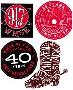 WMSE 91.7 FM RADIO STATION STICKER CLING INFAMOUS CHICKEN SHACK GUITAR SMASHER! - Picture 1 of 9