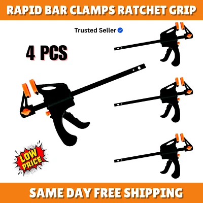 LOCASO 4 x 103mm JAWS RATCHET TRIGGER/G/SPEED CLAMPS WOODWORKING CARPENTRY DIY HOME UK