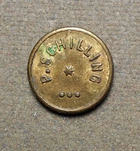 (Denver CO), P. Schilling Good For 2 1/2c In Trade. Brass, 14mm,Small! - Picture 1 of 2