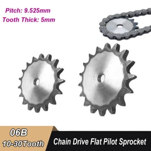 06B Chain Drive Flat Pilot Sprocket 10-30 Tooth 3/8" Roller Chain Sprockets - Picture 1 of 9