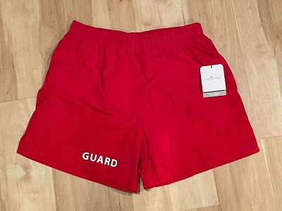 Dolfin Mens Red 5 Inch Water Shorts Swim Suit Lifeguard Guard Size L Large - Imagem 1 de 4